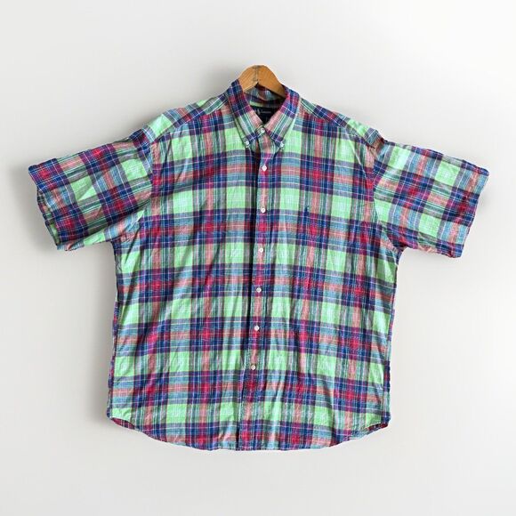 Vintage Ralph Lauren Blake XL Short Sleeve Plaid Shirt w/pony 100% Cotton - Picture 2 of 6